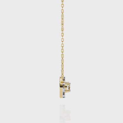 0.20 CTW Round Floral Halo Lab-Grown Diamond Necklace in 14K Gold & Platinum