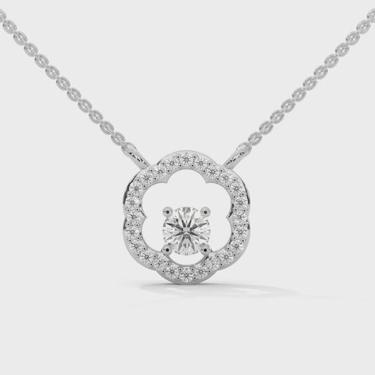 0.35 CT. Floral Diamond Pendant | Lab Grown | 14K Gold & Platinum
