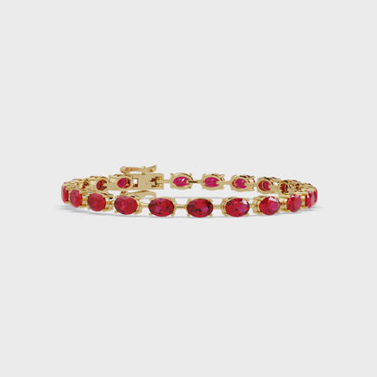 10.0 CTW Oval-Cut Colorstone Tennis Bracelet | 14K Gold & Platinum – Lunéa Paris