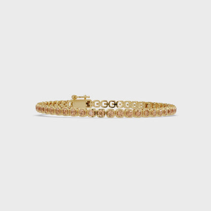 2.1 CTW Round Colorstone Tennis Bracelet | 14K Gold & Platinum – Lunéa Paris