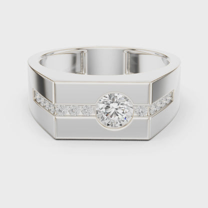 0.68 CTW Round Lab-Grown Diamond Geometric Men’s Band in 14K Gold