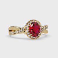 0.6 CTW Oval Halo Split Shank Colorstone Ring