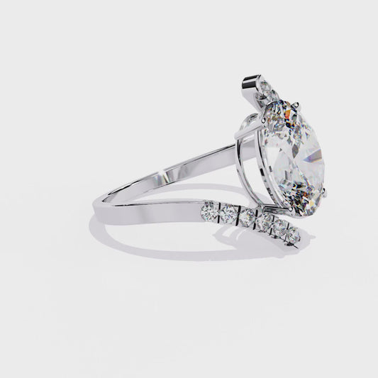 2.41 CTW Oval Lab-Grown Diamond Two-Tone Open Wrap Engagement Ring in 14K Gold