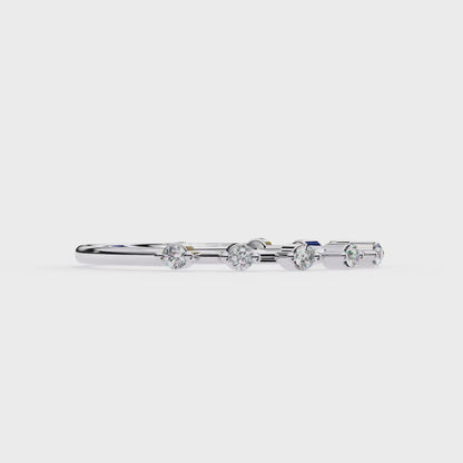 0.11 CTW Nine Stone Round Lab Grown Diamond Station Band In 14K Gold
