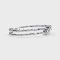 2.2 CTW Double-Row Geometric Round Diamond Bangle | 14K Gold & Platinum – Lunéa Paris