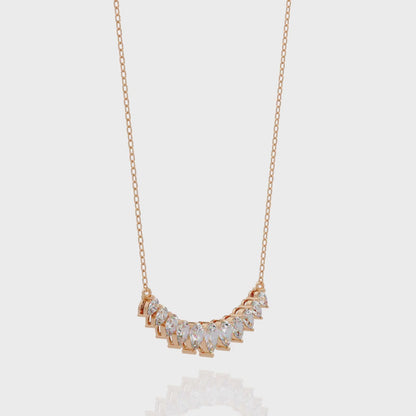 4.44 Carat Graduated Pear Diamond Necklace In 14K Gold Lab Grown
