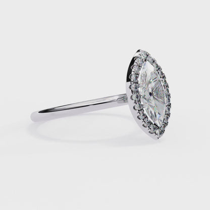 1.00 CTW Marquise-Cut Lab-Grown Diamond Halo Engagement Ring in 14K Two-Tone Gold