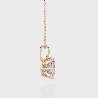 2.90 CT Princess-Cut Lab-Grown Diamond Pendant Necklace in 14K Gold & Platinum