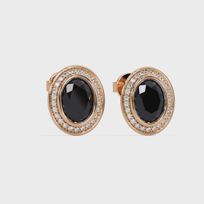 2.6 CTW Oval Halo Colorstone Stud Earrings