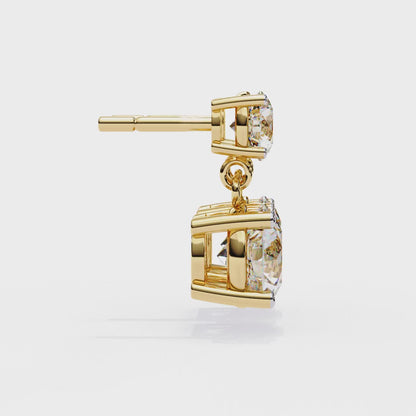 7.46 CTW Graduated Round Lab-Grown Diamond Drop Earrings in 14K Gold