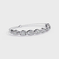 0.8 CTW Oval Pavé Round Diamond Half-Bangle | 14K Gold & Platinum – Lunéa Paris