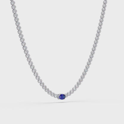 10.9 CTW Round & Oval Colorstone Tennis Necklace | 14K Gold & Platinum – Lunéa Paris