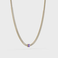 24.0 CTW Emerald-Cut Colorstone Tennis Necklace