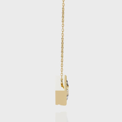 2.00 CT Princess-Cut Lab-Grown Diamond Bezel Pendant Necklace in 14K Gold & Platinum