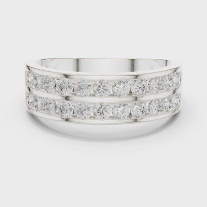 1.32 CTW Double-Row Round Lab-Grown Diamond Men’s Band in 14K Gold