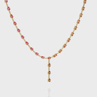22.3 CTW Pear & Emerald Bi-Color Colorstone Tennis Necklace