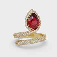1.8 CTW Pear Halo Pavé Wrap Colorstone Ring