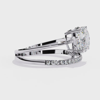 2.41 CTW Cushion-Cut Lab-Grown Diamond Open Wrap Engagement Ring Set in 14K Gold