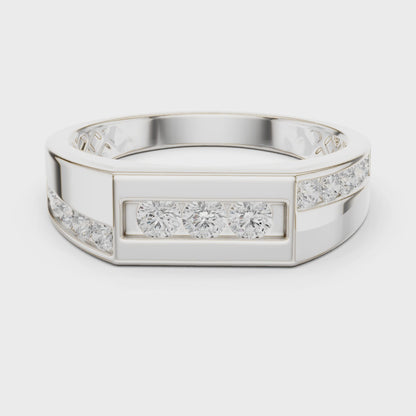 0.55 CTW Round Lab-Grown Diamond Geometric Men’s Band in 14K Gold