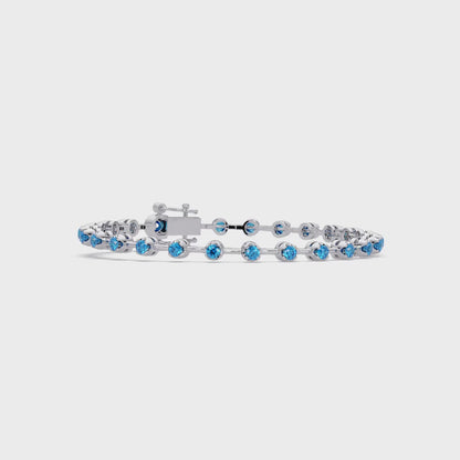 1.4 CTW Round Colorstone Tennis Bracelet | 14K Gold & Platinum – Lunéa Paris