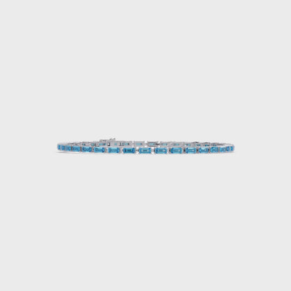 3.4 CTW Emerald-Cut Colorstone Tennis Bracelet | 14K Gold & Platinum – Lunéa Paris