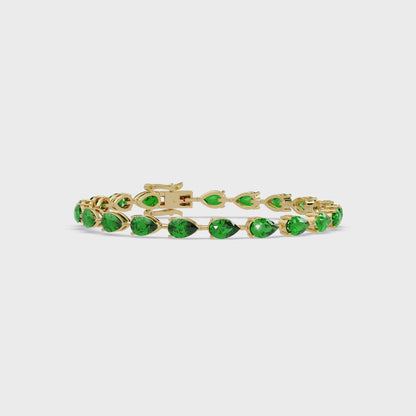10.0 CTW Pear-Cut Colorstone Tennis Bracelet | 14K Gold & Platinum – Lunéa Paris