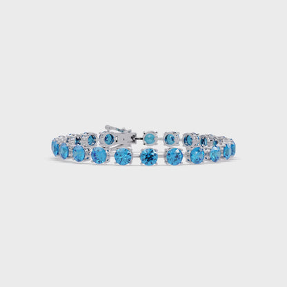 10.0 CTW Round Colorstone Tennis Bracelet | 14K Gold & Platinum – Lunéa Paris
