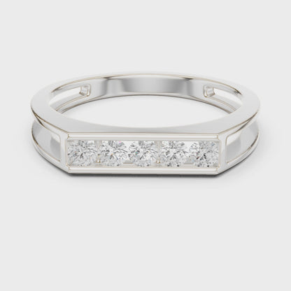 0.50 CTW Five-Stone Channel-Set Lab-Grown Diamond Men’s Band in 14K Gold