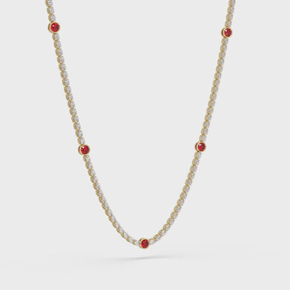 12.3 CTW Oval & Round Colorstone Tennis Necklace | 14K Gold & Platinum – Lunéa Paris