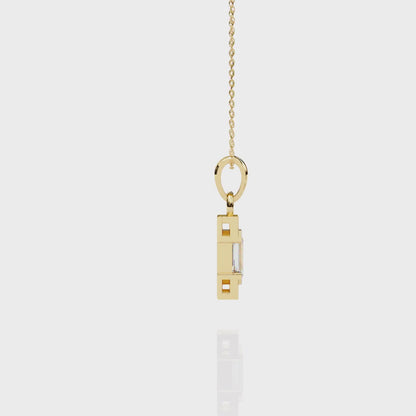 1.10 CTW Emerald-Cut Bar Lab-Grown Diamond Pendant Necklace in 14K Gold & Platinum