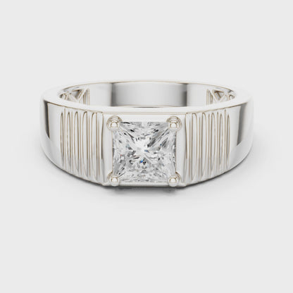 0.78 CT Princess-Cut Lab-Grown Diamond Men’s Ring in 14K Gold