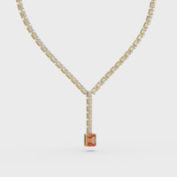 21.5 CTW Emerald-Cut Colorstone Tennis Necklace