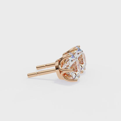 2.57 CTW Round Lab-Grown Diamond Six-Prong Tulip Stud Earrings in 14K Gold