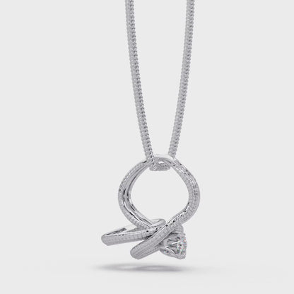 Ribbon Teardrop Diamond Pendant Necklace