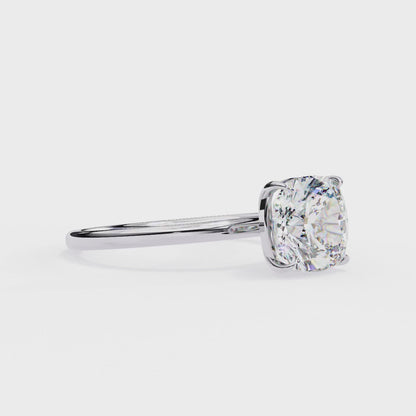 2.65 CT Cushion-Cut Lab-Grown Diamond Solitaire Engagement Ring in 14K Gold