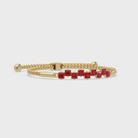 2.4 CTW Nine-Stone Princess-Cut Colorstone Chain-Accent Bangle