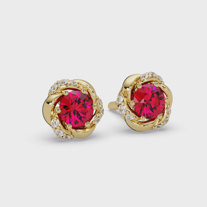 0.6 CTW Round Halo Colorstone Stud Earrings