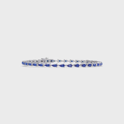 1.9 CTW Pear-Cut Colorstone Tennis Bracelet | 14K Gold & Platinum – Lunéa Paris