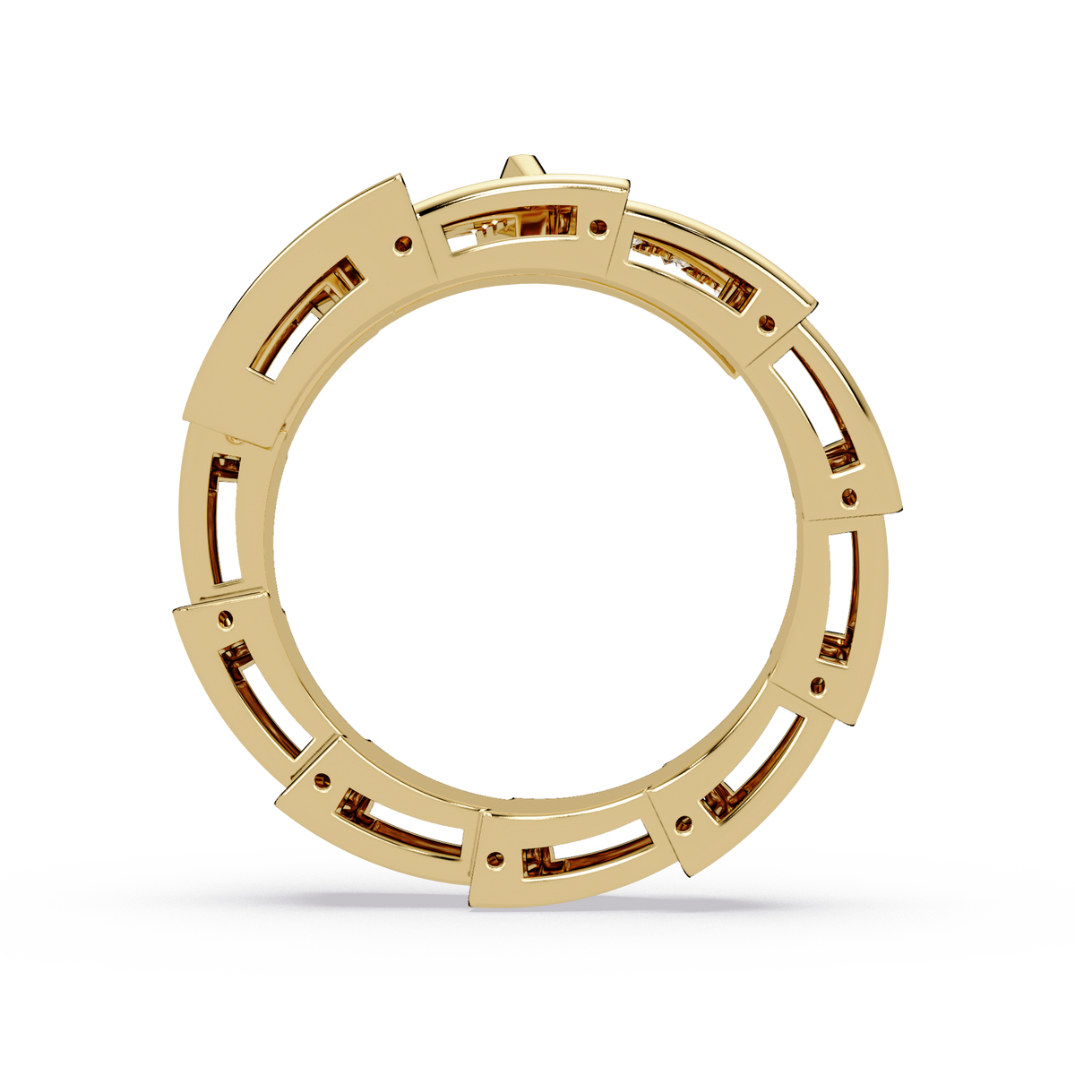 0.3 CTW Geometric Pavé Wrap Diamond Ring in 14K Yellow Gold — Back View