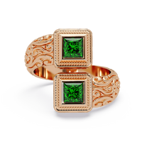 1.0 CTW Princess-Cut Filigree Bypass Colorstone Ring in Emerald Green and Rose Gold – Lunéa Paris
