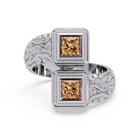 1.0 CTW Princess-Cut Filigree Bypass Colorstone Ring in Champagne Topaz and White Gold – Lunéa Paris
