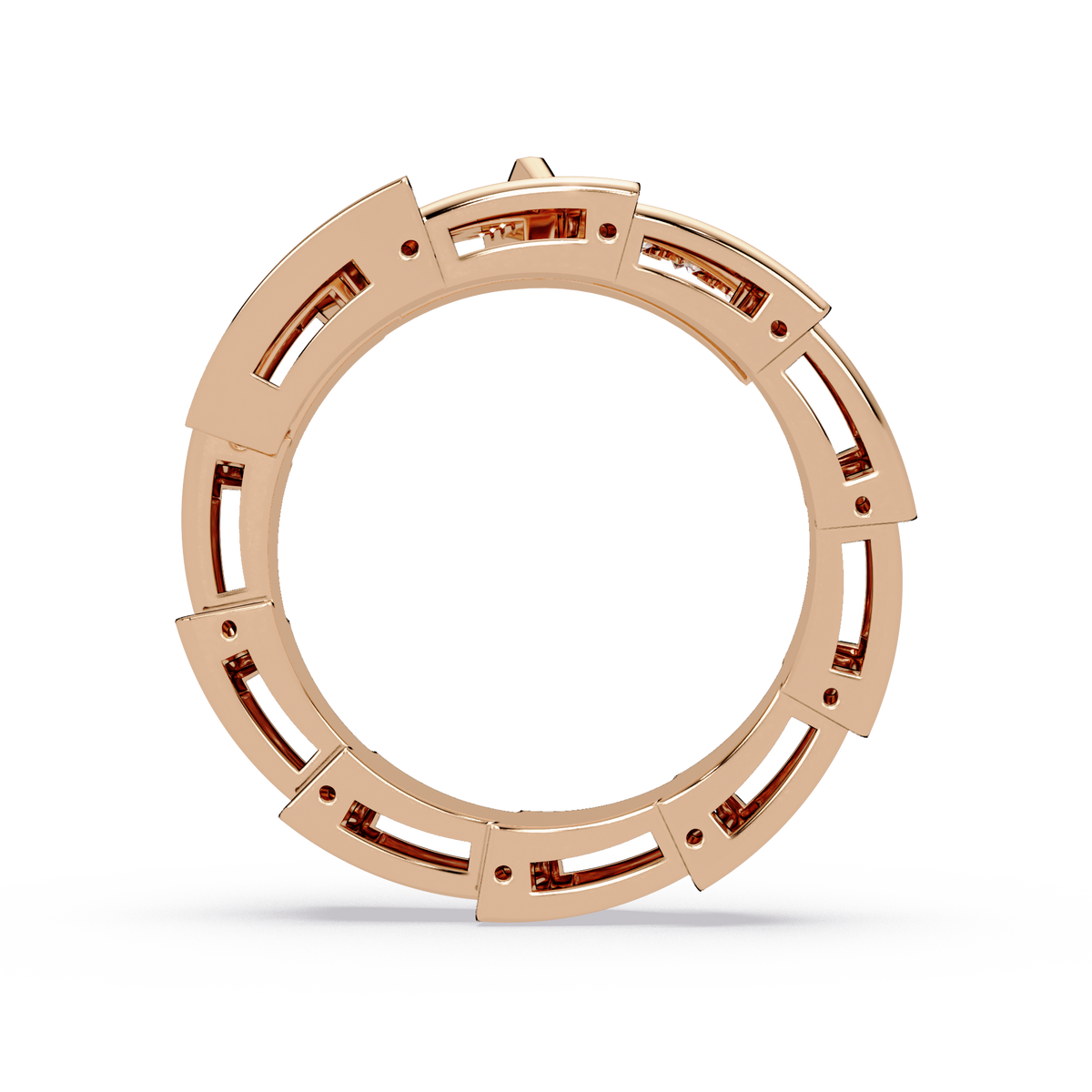 0.3 CTW Geometric Pavé Wrap Diamond Ring in 14K Rose Gold — Back View