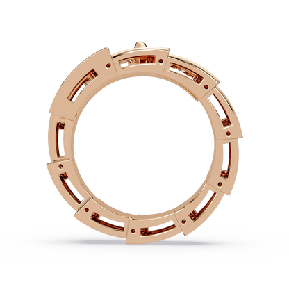 0.3 CTW Geometric Pavé Wrap Diamond Ring in 14K Rose Gold — Back View