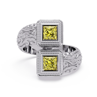 1.0 CTW Princess-Cut Filigree Bypass Colorstone Ring in Citrine Yellow and White Gold – Lunéa Paris