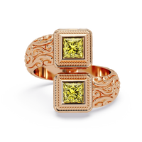1.0 CTW Princess-Cut Filigree Bypass Colorstone Ring in Citrine Yellow and Rose Gold – Lunéa Paris