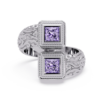1.0 CTW Princess-Cut Filigree Bypass Colorstone Ring in Amethyst Purple and White Gold – Lunéa Paris