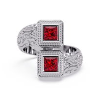 1.0 CTW Princess-Cut Filigree Bypass Colorstone Ring in Ruby Red and White Gold – Lunéa Paris
