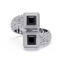 1.0 CTW Princess-Cut Filigree Bypass Colorstone Ring in Onyx and White Gold – Lunéa Paris