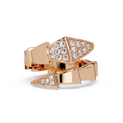 0.3 CTW Geometric Pavé Wrap Diamond Ring in 14K Rose Gold — Front View