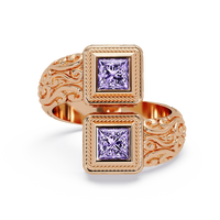 1.0 CTW Princess-Cut Filigree Bypass Colorstone Ring in Amethyst Purple and Rose Gold – Lunéa Paris